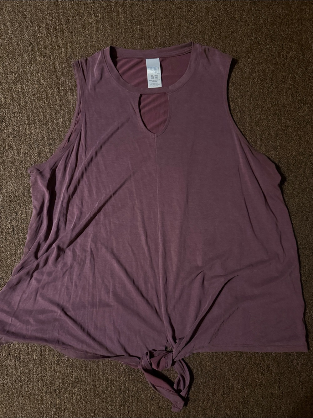 Time and Tru Mauve Tie-Front Keyhole Tank